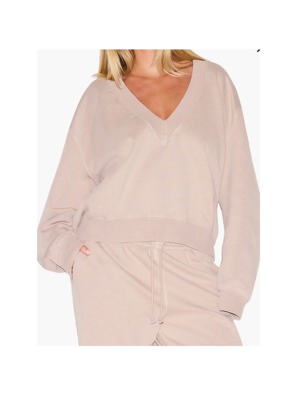 SKIMS V-Neck Oversized Sweater in Dusty Rose NWT SIZE M (GAR) light fawn